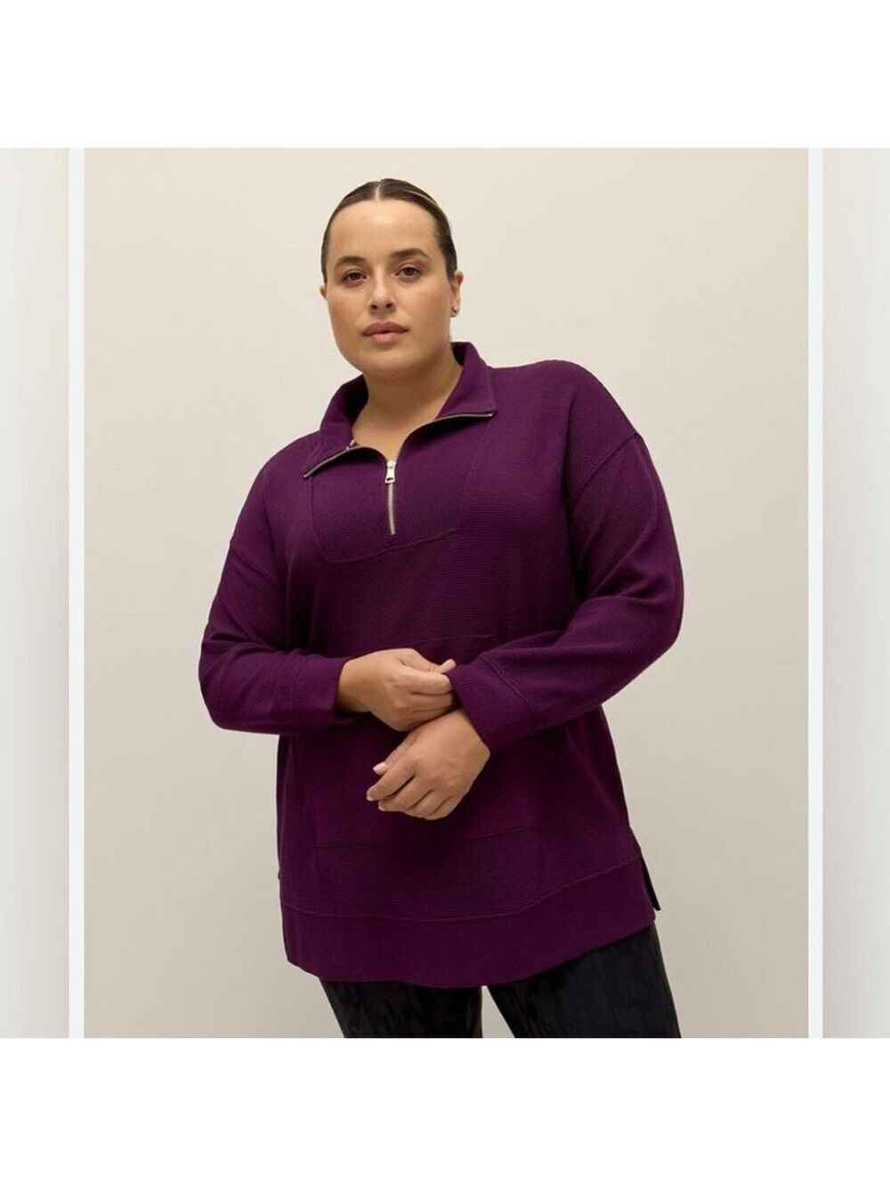 Pennington's Half-Zip Ottoman Tunic Sweatshirt Active Zone Purple size 4X